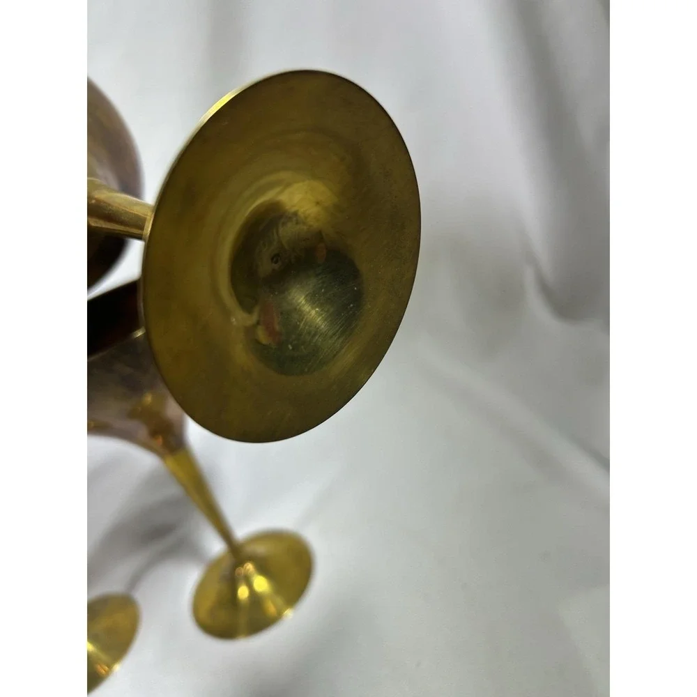 Vintage Set of 3 Brass Goblets Patina Wine Glasses Cups 6